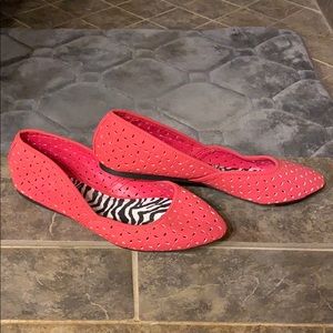 Bright pink ballet flats